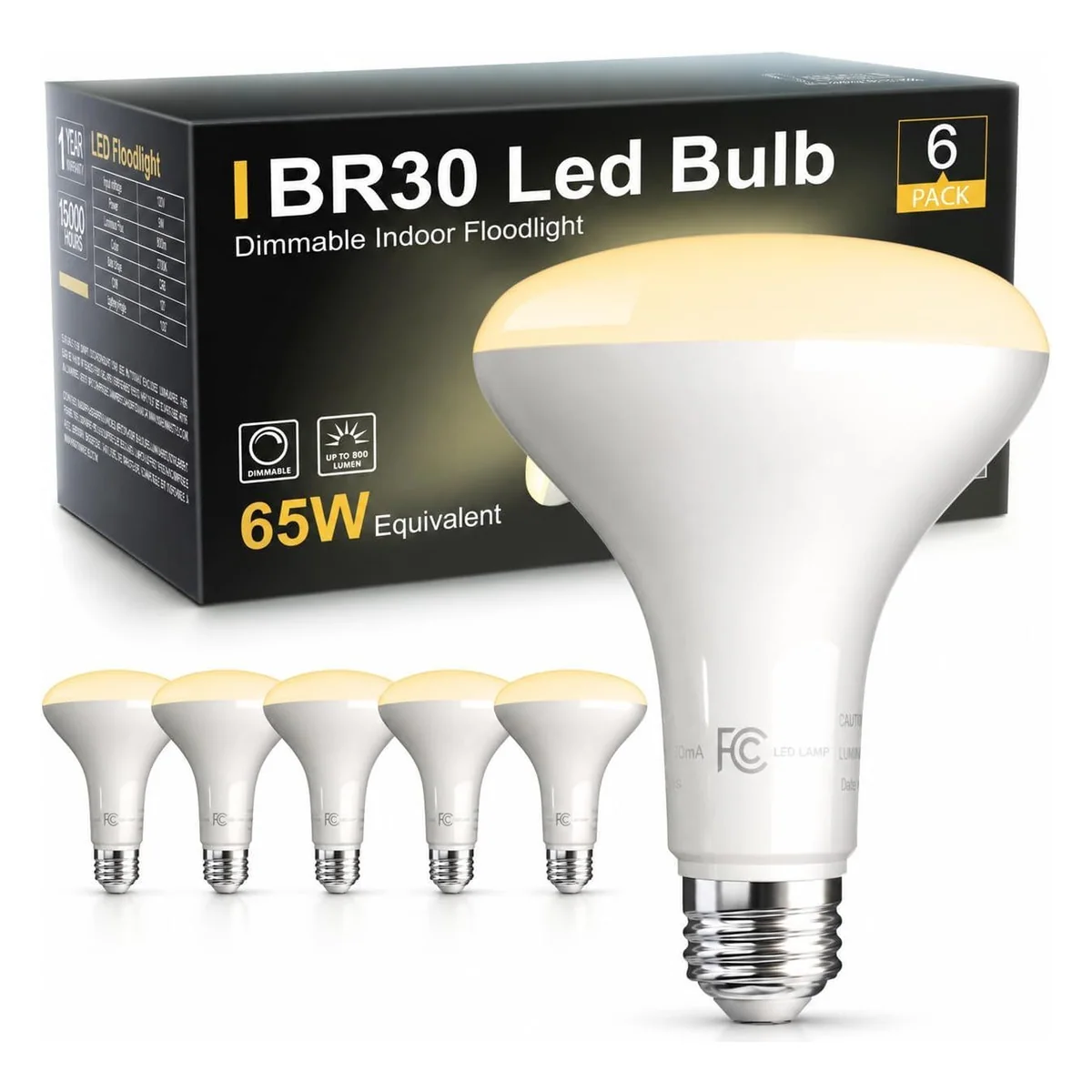 TJOY BR30 LED Flood Bulb, 65W Equivalent, Soft white 2700K