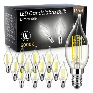 TJOY CA11 Flame-Tip Candelabra LED Bulb, 600 Lumens, 5000K