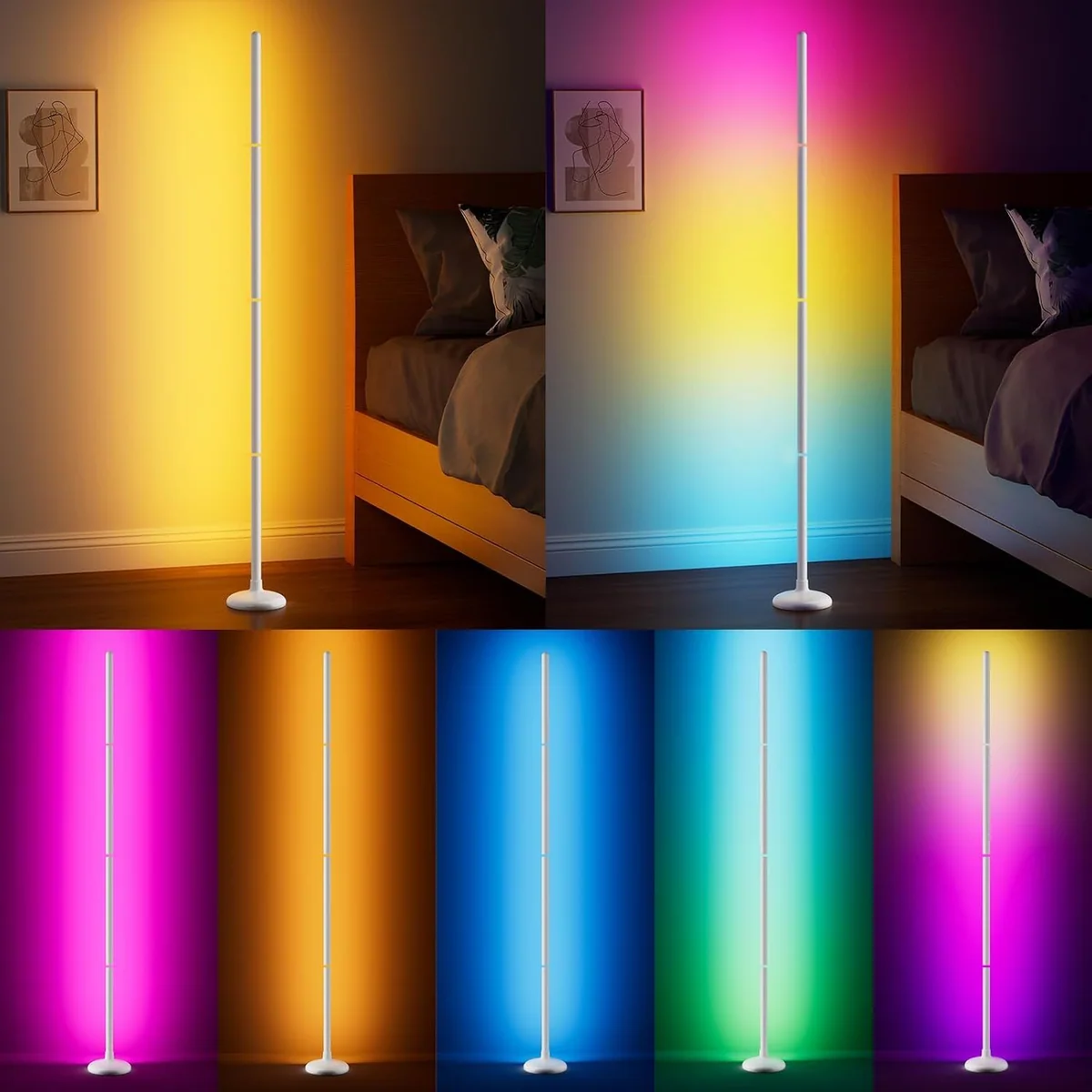 TJOY RGB Corner Floor Lamps, 2-Pack