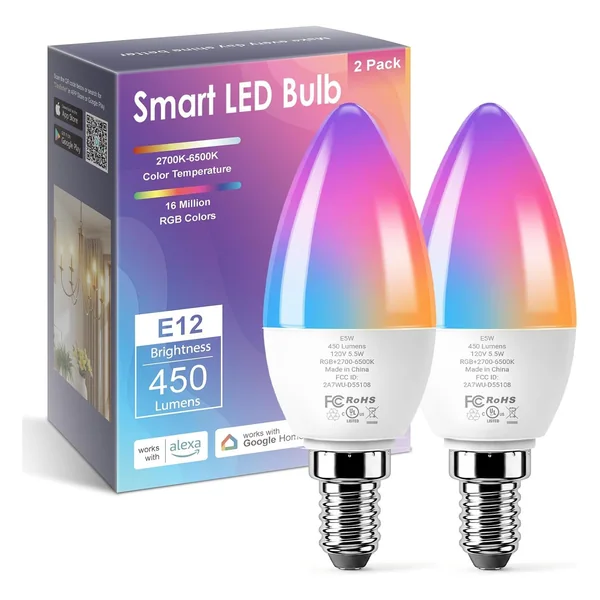 TJOY Smart Candelabra LED Bulb, E12, Color Changing