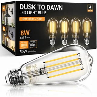 TJOY Dusk-to-Dawn ST58 Edison LED Bulb, 2700K
