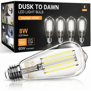 TJOY Dusk-to-Dawn ST58 Edison LED Bulb, 5000K