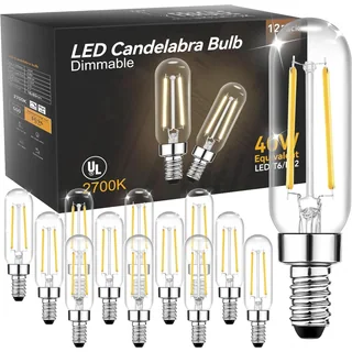 TJOY T6 Tubular Candelabra LED Bulb, E12, 2700K